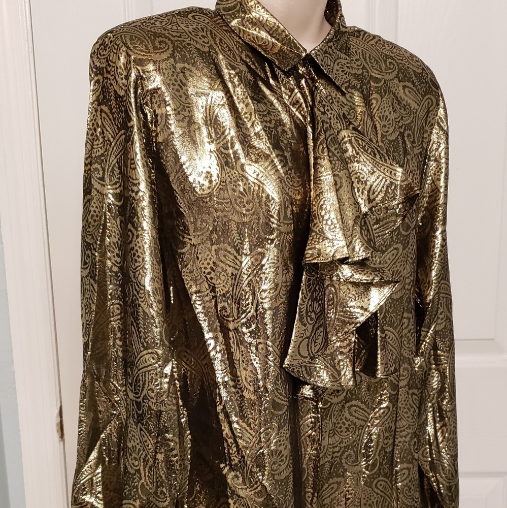 Metallic Ruffled Bodice Blouse - Picture 3 of 6